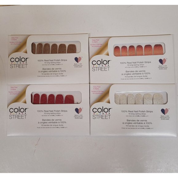 Color Street Easy Peel Nail Strips 4 Color Pack 16 Long Lasting Strip Easy Apply - Picture 1 of 14